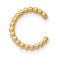 14k Polished 2 Row Beaded Single Ear Cuff-YE2252