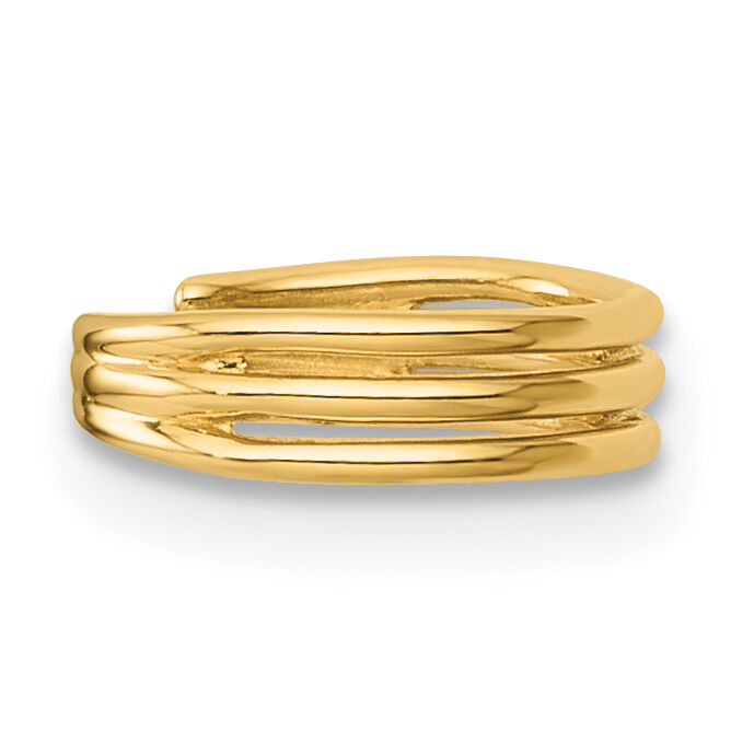 14k Polished 3 Row Single Ear Cuff-YE2253