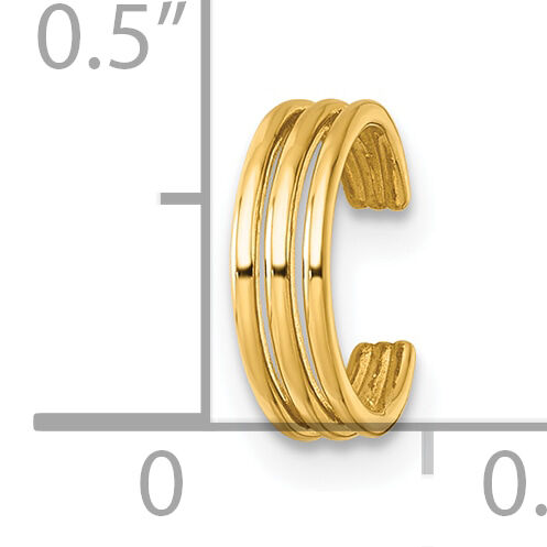14k Polished 3 Row Single Ear Cuff-YE2253