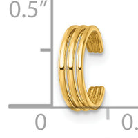14k Polished 3 Row Single Ear Cuff-YE2253