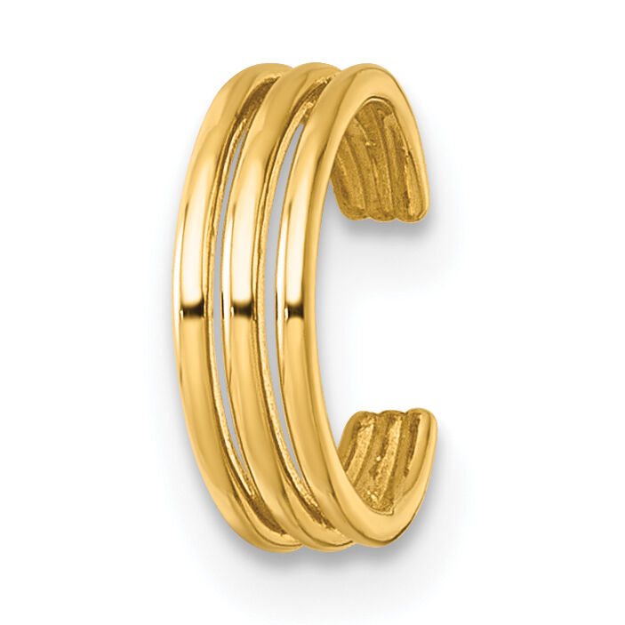 14k Polished 3 Row Single Ear Cuff-YE2253