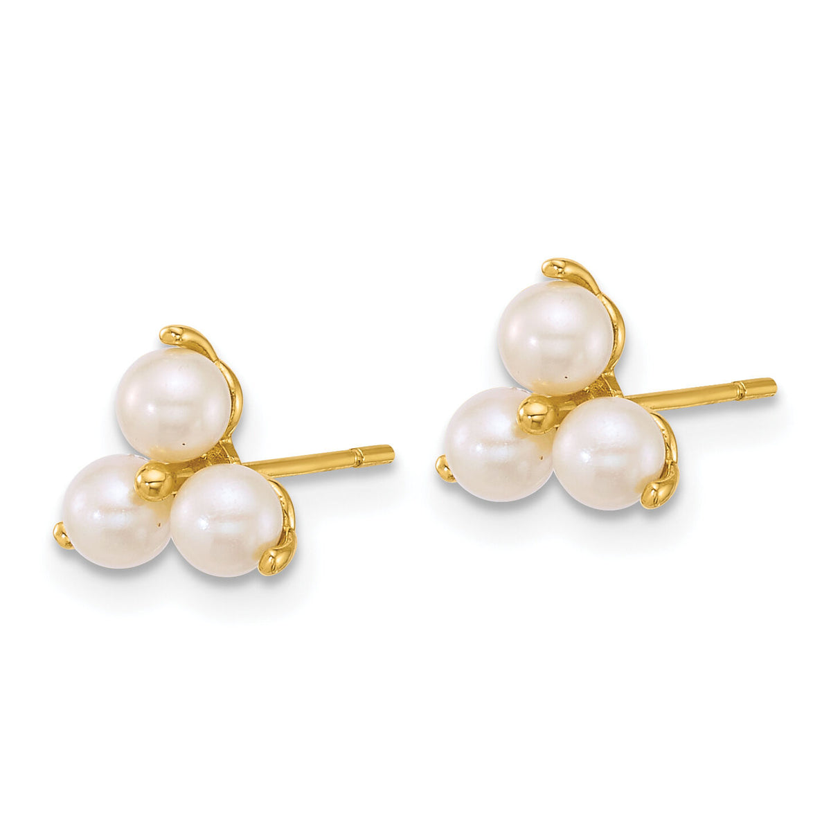 14k Polished Freshwater Cultured Pearls Post Earrings-YE2255
