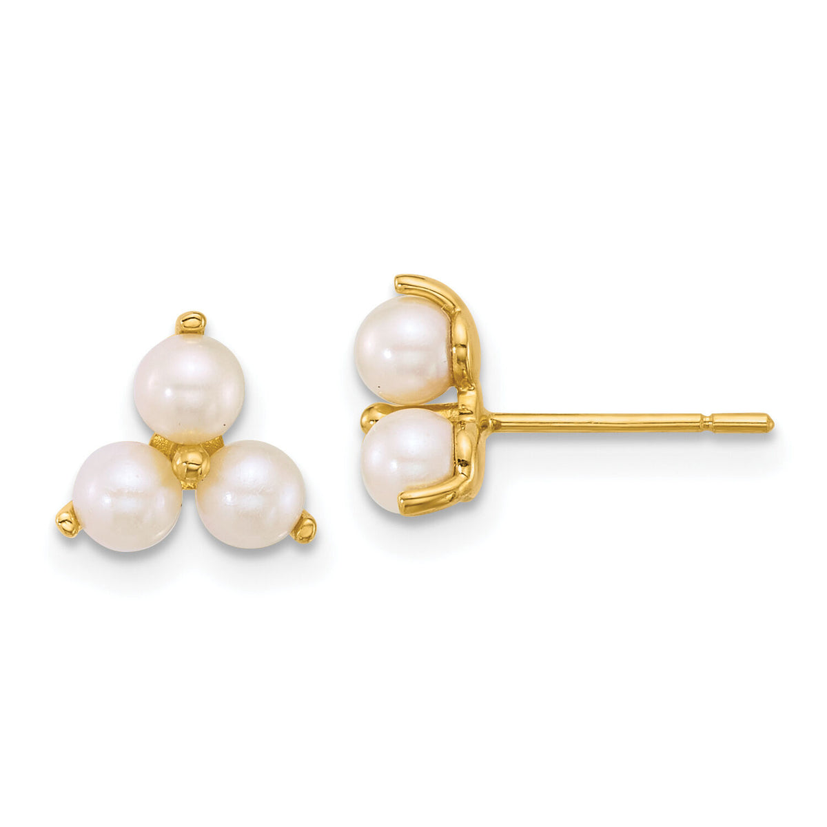 14k Polished Freshwater Cultured Pearls Post Earrings-YE2255