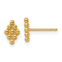 14k Polished and Beaded Marquise Post Earrings-YE2256