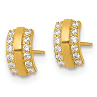 14k Polished CZ Curved Bar Post Earrings-YE2259