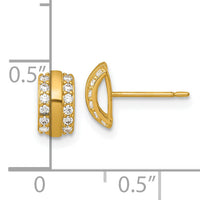 14k Polished CZ Curved Bar Post Earrings-YE2259