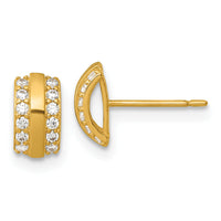 14k Polished CZ Curved Bar Post Earrings-YE2259