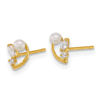 14k Polished CZ and Freshwater Cultured Pearl Post Earrings-YE2264