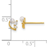 14k Polished CZ and Freshwater Cultured Pearl Post Earrings-YE2264