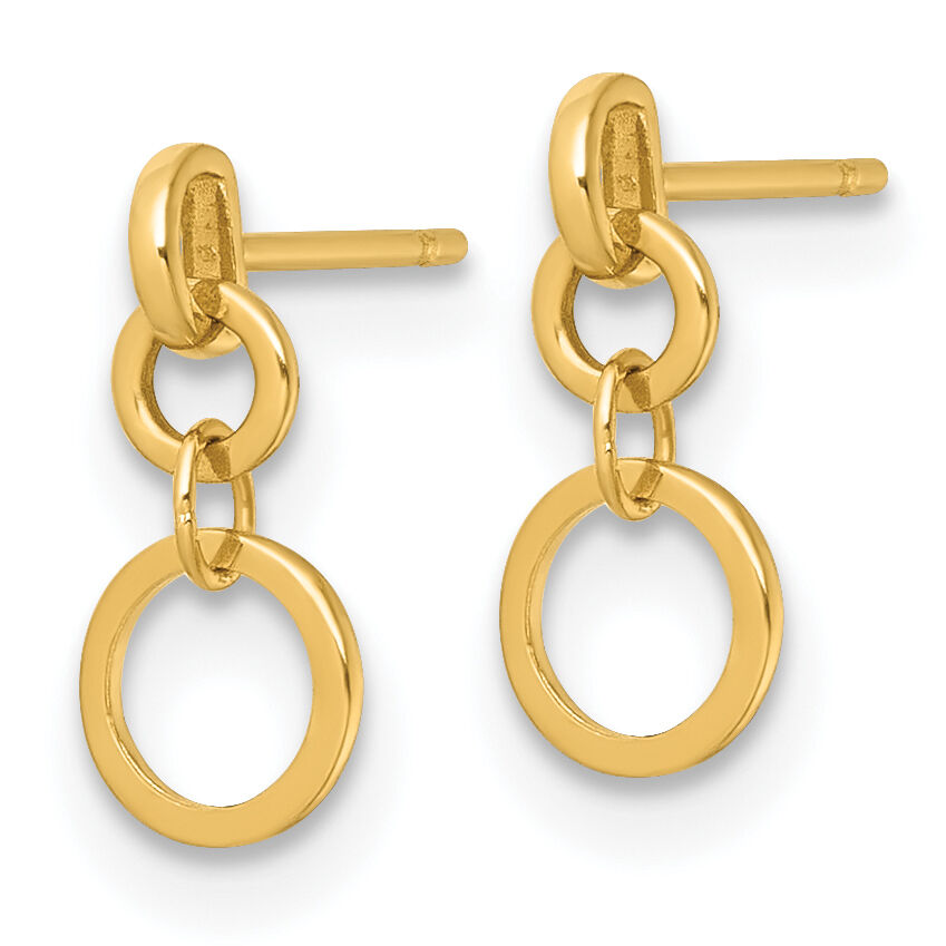 14k Polished Circles Post Dangle Earrings-YE2271