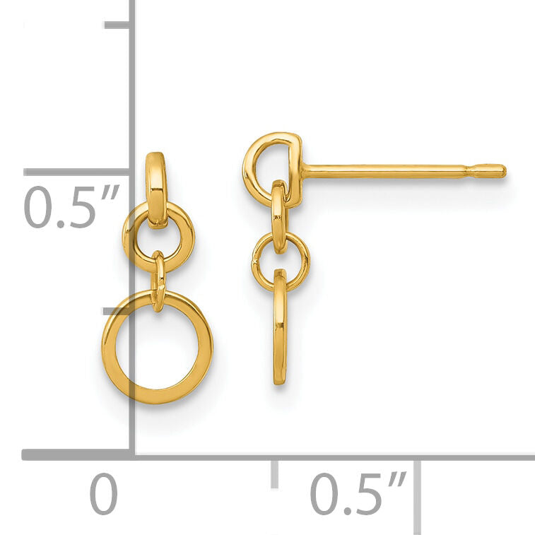 14k Polished Circles Post Dangle Earrings-YE2271