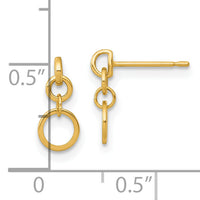 14k Polished Circles Post Dangle Earrings-YE2271