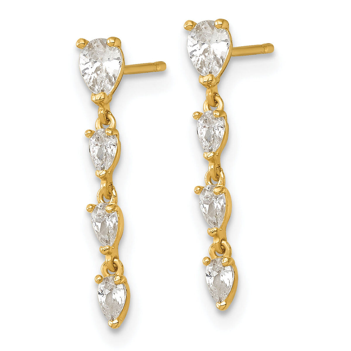 14k Polished Fancy CZ Post Dangle Earrings-YE2275