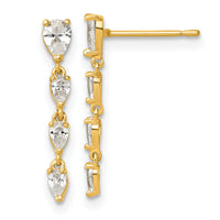 14k Polished Fancy CZ Post Dangle Earrings-YE2275