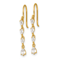 14k Polished Fancy CZ Teardrop Dangle Earrings-YE2278