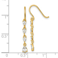 14k Polished Fancy CZ Teardrop Dangle Earrings-YE2278