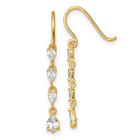 14k Polished Fancy CZ Teardrop Dangle Earrings-YE2278
