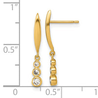 14K Polished CZ Dangle Post Earrings-YE2279
