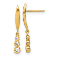 14K Polished CZ Dangle Post Earrings-YE2279