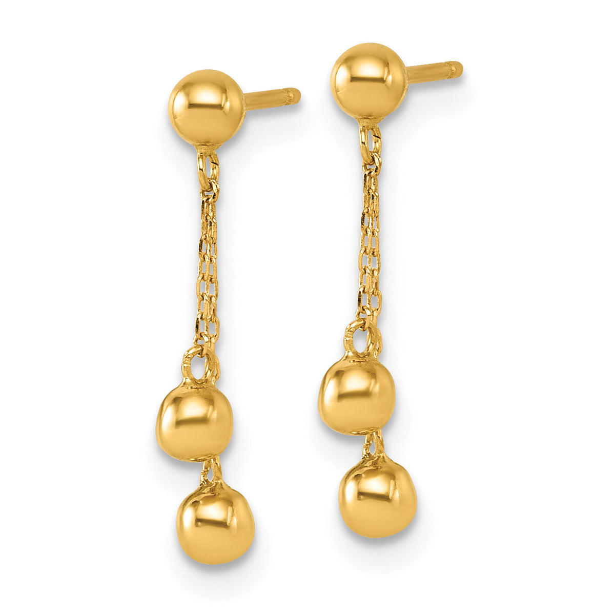 14K Polished Dangle Ball Post Earrings-YE2280