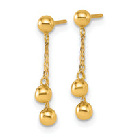 14K Polished Dangle Ball Post Earrings-YE2280