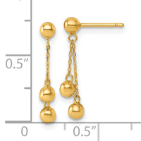 14K Polished Dangle Ball Post Earrings-YE2280