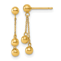 14K Polished Dangle Ball Post Earrings-YE2280