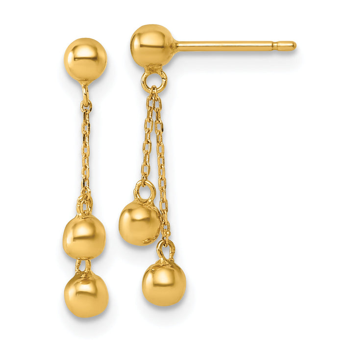 14K Polished Dangle Ball Post Earrings-YE2280