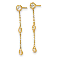 14k Polished Fancy CZ Post Dangle Earrings-YE2282