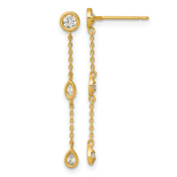 14k Polished Fancy CZ Post Dangle Earrings-YE2282