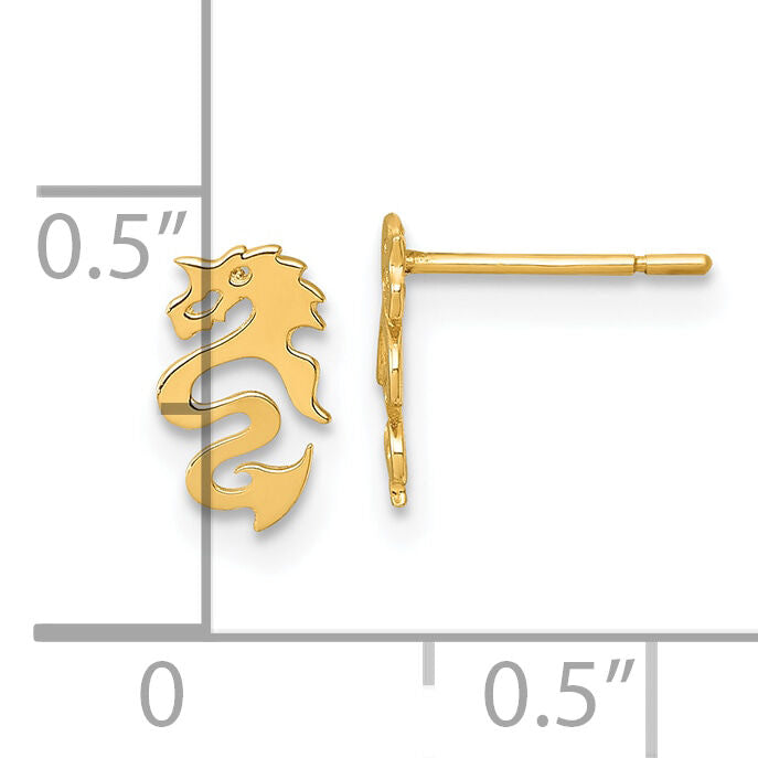14k Polished Dragon Post Earrings-YE2290
