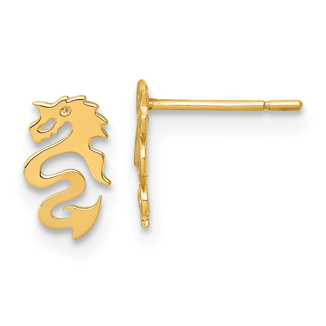 14k Polished Dragon Post Earrings-YE2290