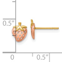 14k with Rose Rhodium Polished Strawberry Post Earrings-YE2292