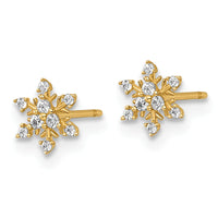 14k Polished CZ Snowflake Post Earrings-YE2293