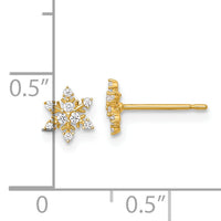 14k Polished CZ Snowflake Post Earrings-YE2293