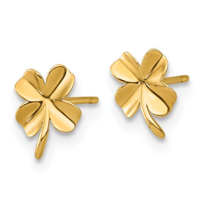 14k Polished Four Leaf Clover Post Earrings-YE2295