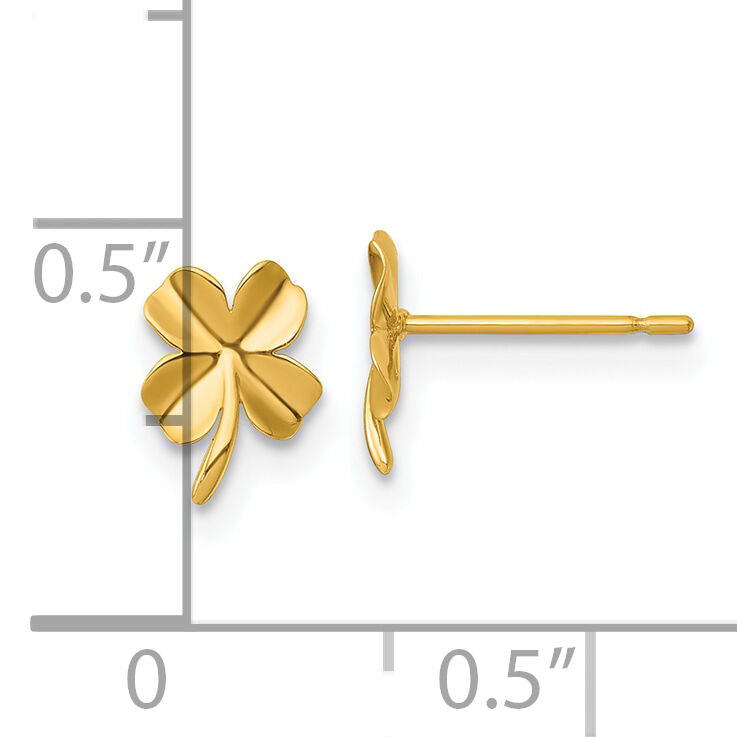 14k Polished Four Leaf Clover Post Earrings-YE2295