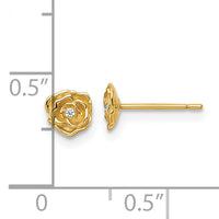 14k Polished CZ Rose Post Earrings-YE2296