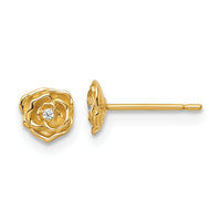 14k Polished CZ Rose Post Earrings-YE2296