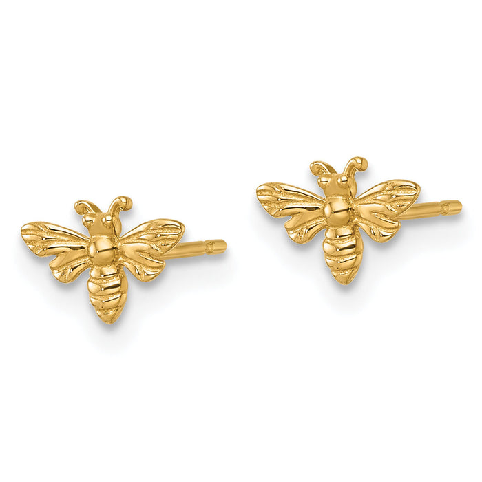 14k Polished Bee Post Earrings-YE2297
