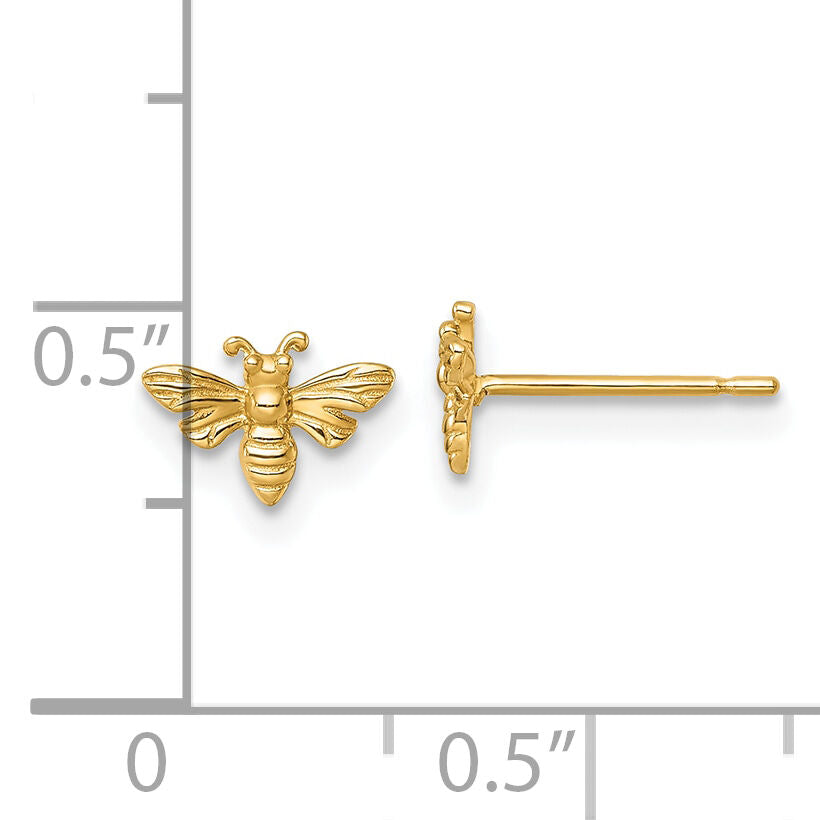 14k Polished Bee Post Earrings-YE2297