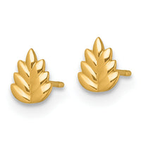 14k Polished Leaf Post Earrings-YE2299