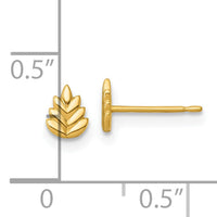14k Polished Leaf Post Earrings-YE2299