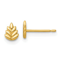 14k Polished Leaf Post Earrings-YE2299