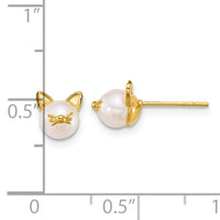 14k Polished Freshwater Cultured Pearl Cat Post Earrings-YE2303