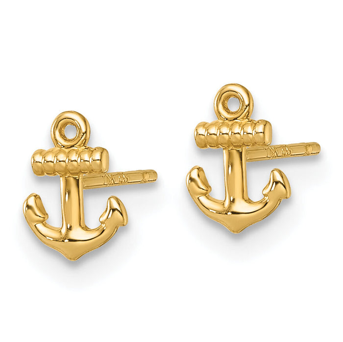 14k Polished Anchor Post Earrings-YE2306