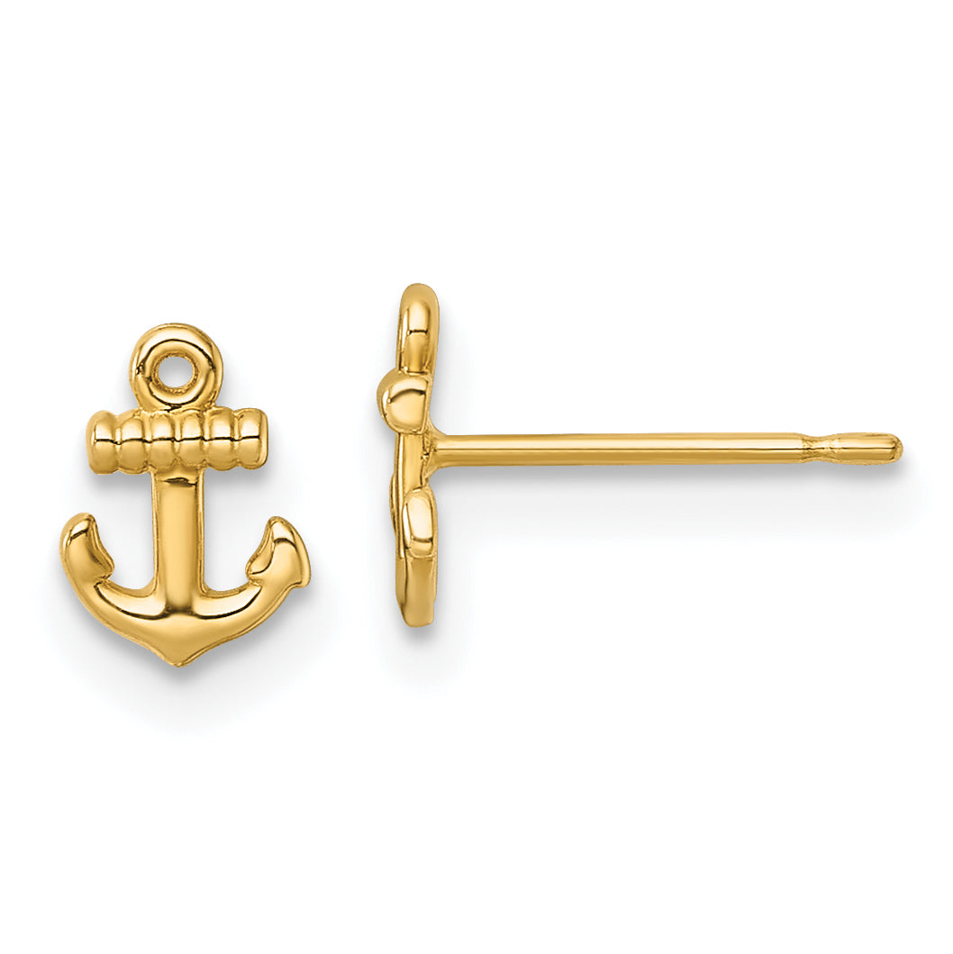 14k Polished Anchor Post Earrings-YE2306