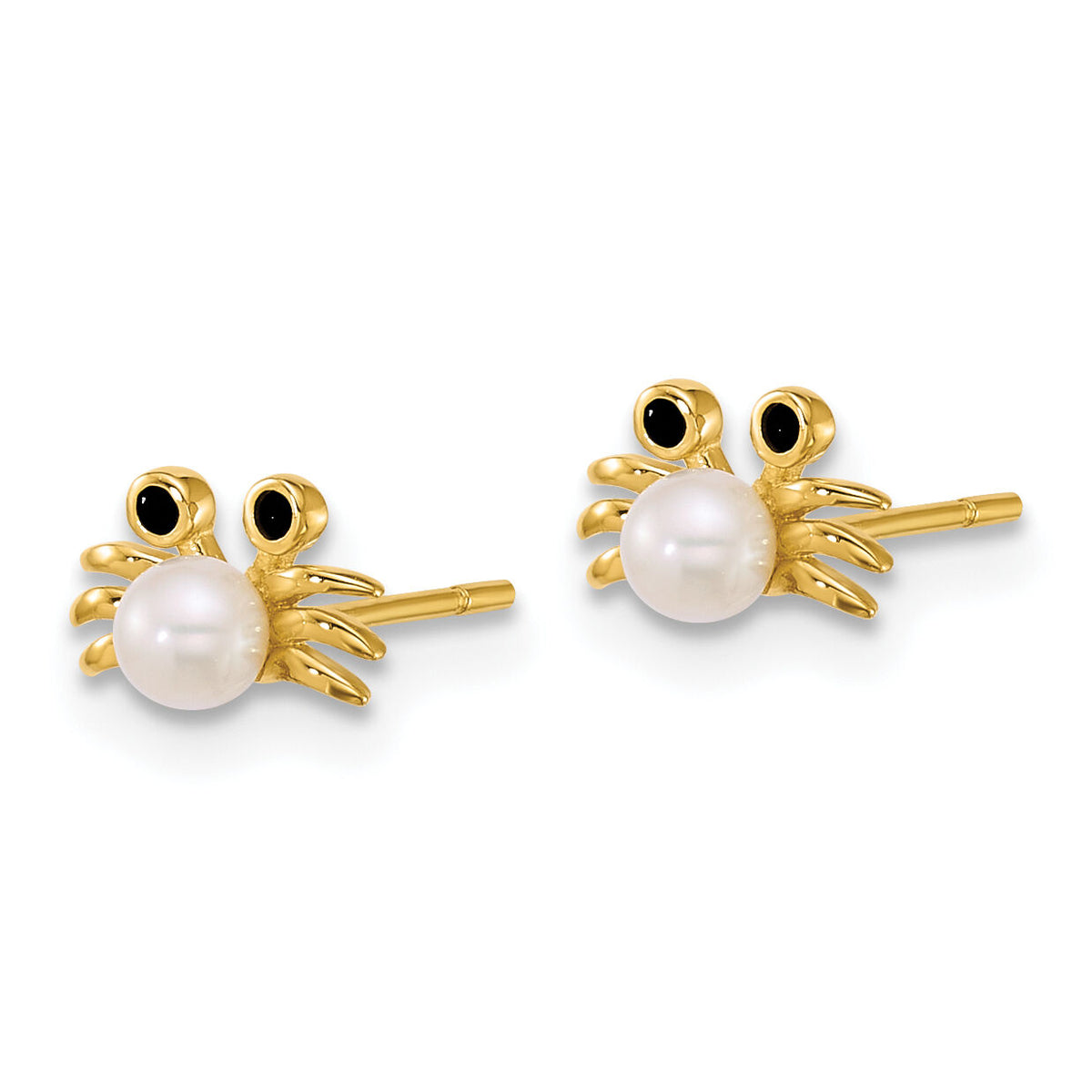 14k Polished Black CZ with FWC Pearl Crab Post Earrings-YE2309