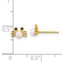 14k Polished Black CZ with FWC Pearl Crab Post Earrings-YE2309