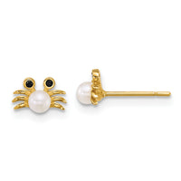 14k Polished Black CZ with FWC Pearl Crab Post Earrings-YE2309